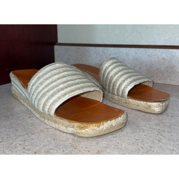 Andre Assous Espadrille Slide Sandals With Braided Jute & Leather Insoles 8 - Picture 1 of 8